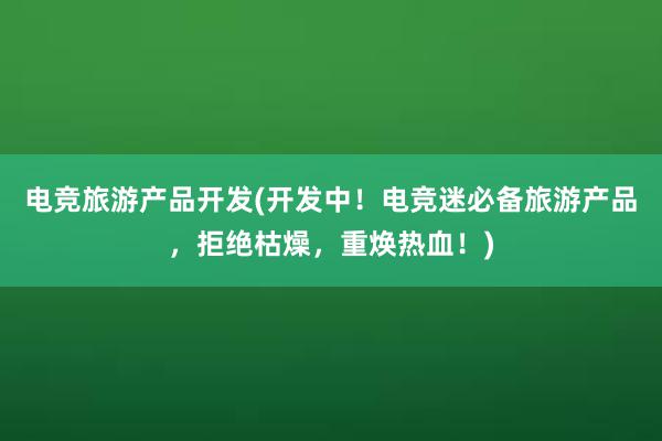 电竞旅游产品开发(开发中！电竞迷必备旅游产品，拒绝枯燥，重焕热血！)