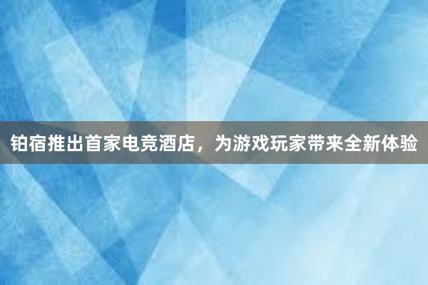 铂宿推出首家电竞酒店，为游戏玩家带来全新体验